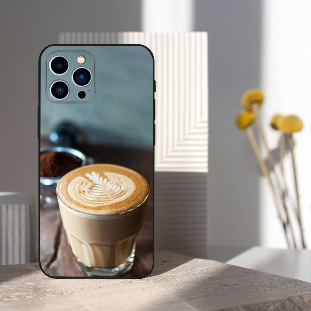 

Top Art Coffee Love For iPhone 12,16,11,14,15,17,13,X,Mini,SE,Max,8,7,XR,XS,Plus,Pro,Soft Silicone Black Case iPhone14Plus