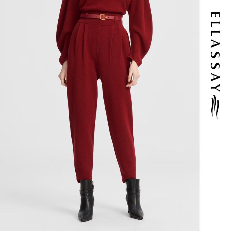 ELLASSAY Women's Wool Cashmere Blend High-Waist Tapered Knit Joggers