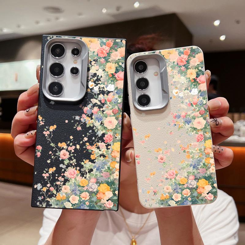 

Мягкий чехол из ТПУ с цветочным узором для Samsung S24 FE S23 Ultra S22 S21 A16 A55 A15 A35 A54 A54, матовая кожаная текстура, ударопрочный тонкий чехол для телефона Samsung S24 FE чёрный