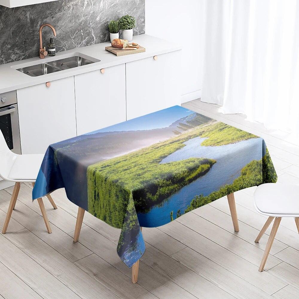 

Природа Пейзаж Скатертина Захід сонця проти плям Водонепроникний прямокутний кухонний обідній стіл Домашній декор 100x160cm
