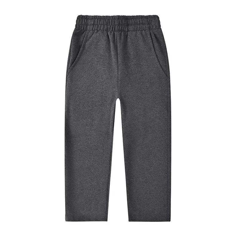 Tmavě modré školní sportovní kalhoty z čisté bavlny pro žáky prvního stupně - chlapci a dívky, volný střih, letní kalhoty.