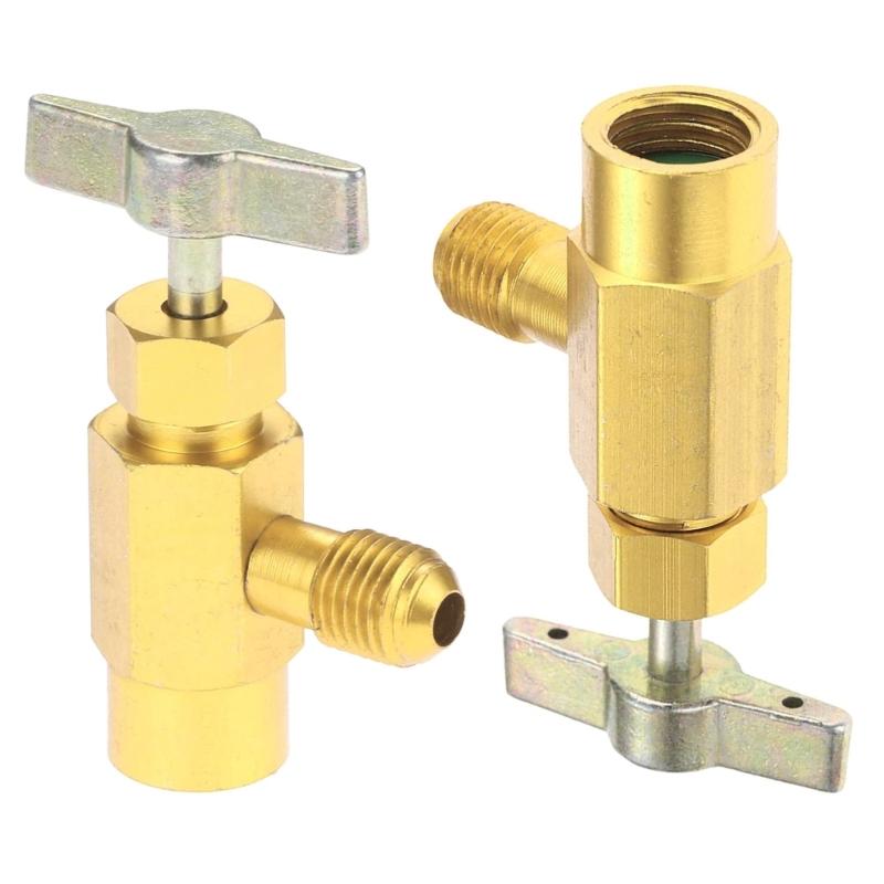 Puncture Style R134a Can Tap Dispenser 1/2In Female 1/4SAE Male R134A for Valve Tool Bottle Opener Adapter Durable