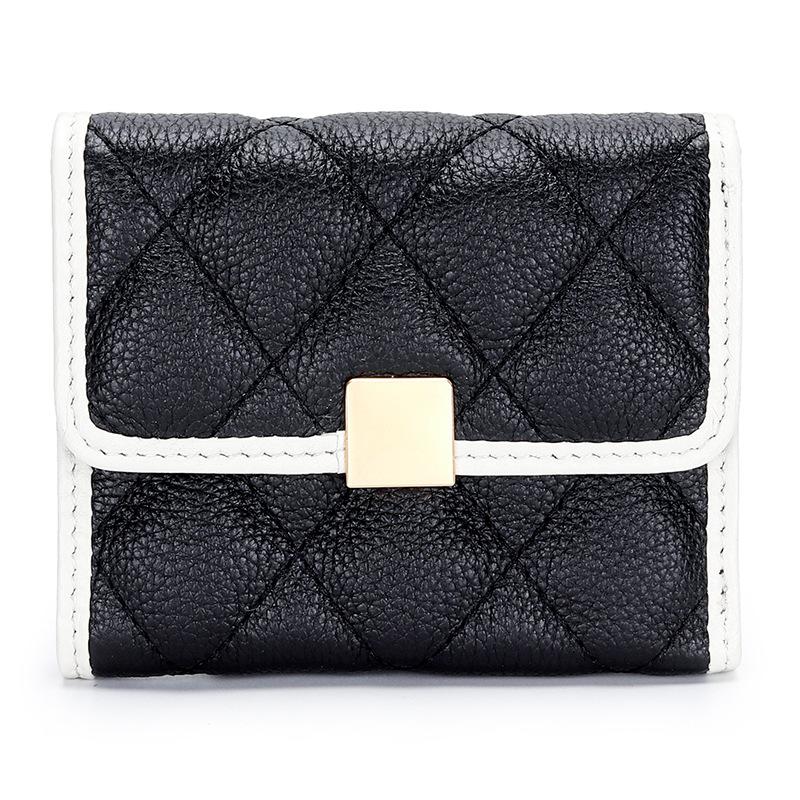 Short wallet women's leather niche ins style rhombus three-fold wallet 2025 new multi-card women's short wallet