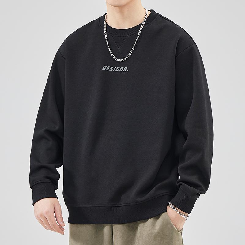 Men's Plus Velvet Warm Round Neck Hoodie - Autumn/Winter Style Long Sleeve Base Layer for Teens