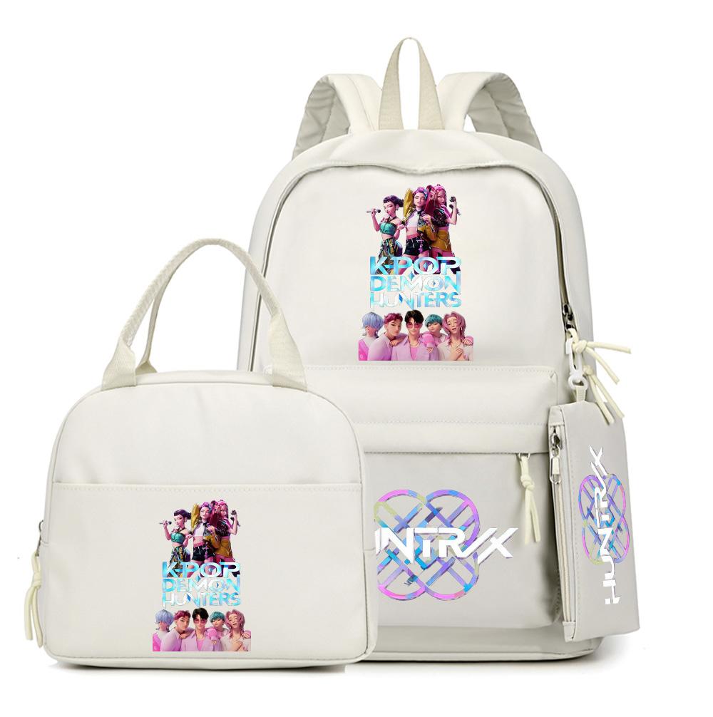 Set 3 buc./set Rucsac K-Pop Demon Hunters Imprimat cu Geantă de mână Etui pentru creioane pentru Adolescent Student Băiat Fată Ghiozdan Ghiozdan Capacitate Mare Geantă de Călătorie