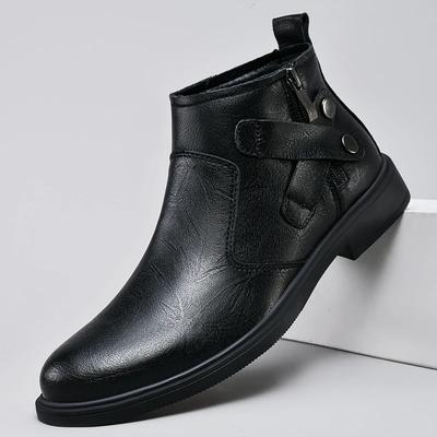 Mode Hohe Qualität Chelsea Herrenstiefel Echtes Leder Bequeme Businessstiefel für Herren Reißverschluss an der Seite Männliches Winter-Schnee-Schuhwerk Männlich