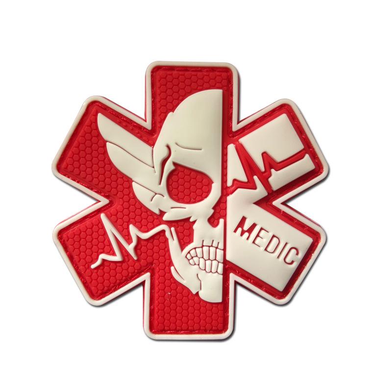3D PVC Medic Schädel Taktischer Moral-Patch mit Klettverschluss