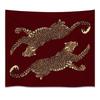 Weinrot doppeltes Leoparden-Gobelin, Wandbehang im leichten Luxusstil, Retro-Tier-Wanddekoration für Schlafzimmer Wohnzimmer