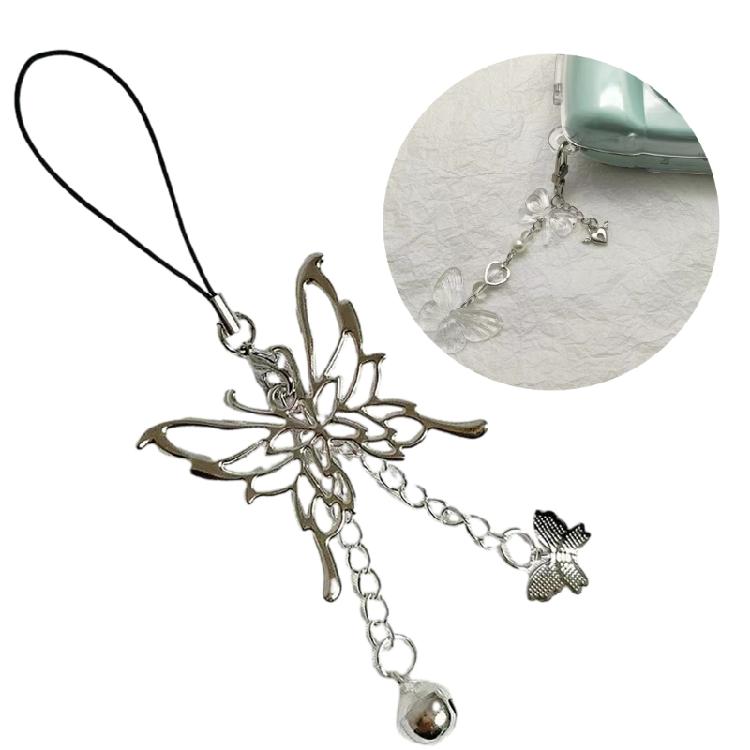Unique Anime Keychain with Butterfly Bell Pendant Charm for Cosplay Enthusiasts