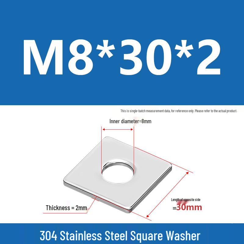 304 Stainless Steel Thickened Square Washer for Curtain Wall (M4-M16)