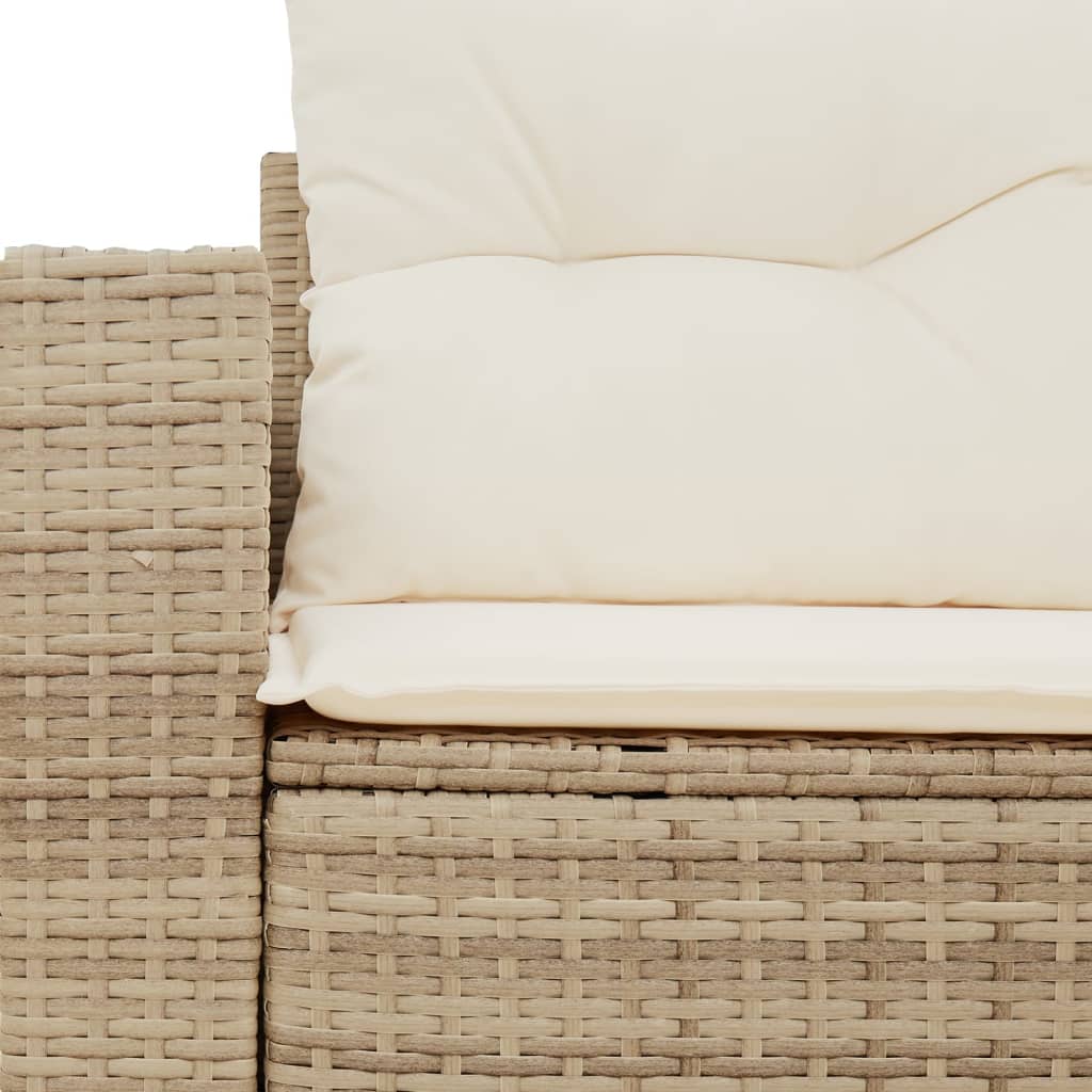 Vidaxl Garden Sofa With Cushions, 2-Seater, Beige, Poly Rattan