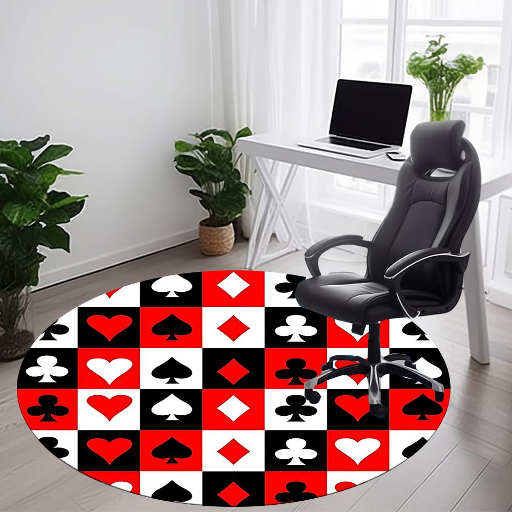 1pc Playing Cards Symbols Office Round Area Rug, Indoor Mat Suitable ForOffice, Under Office Chairs Bedroom Living Room Home Decor, Room Decot176