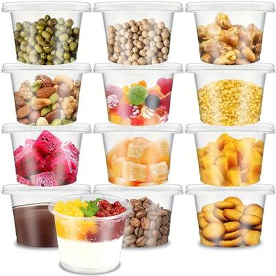 50pcs 5.5oz Disposable Plastic Cups with Lids Perfect for Ice Cream Drinks Soups Snacks Desserts & More!