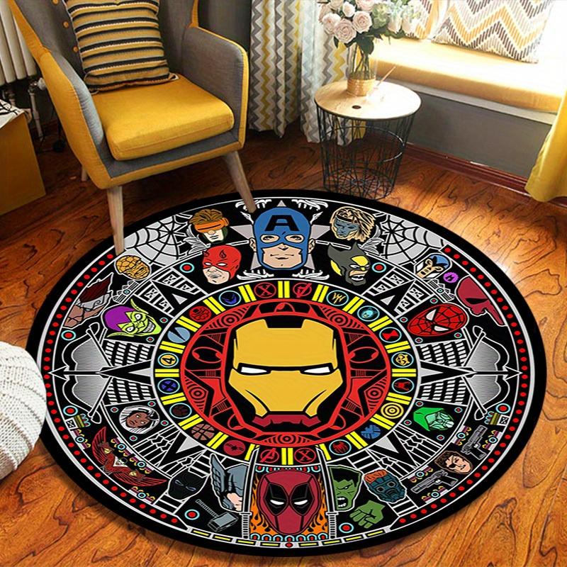 

1pc Marvel Iron Man Round Area Rug Non Slip, Machine Washable Polyester Carpet For Living Room & Bedroom Decor 80cm