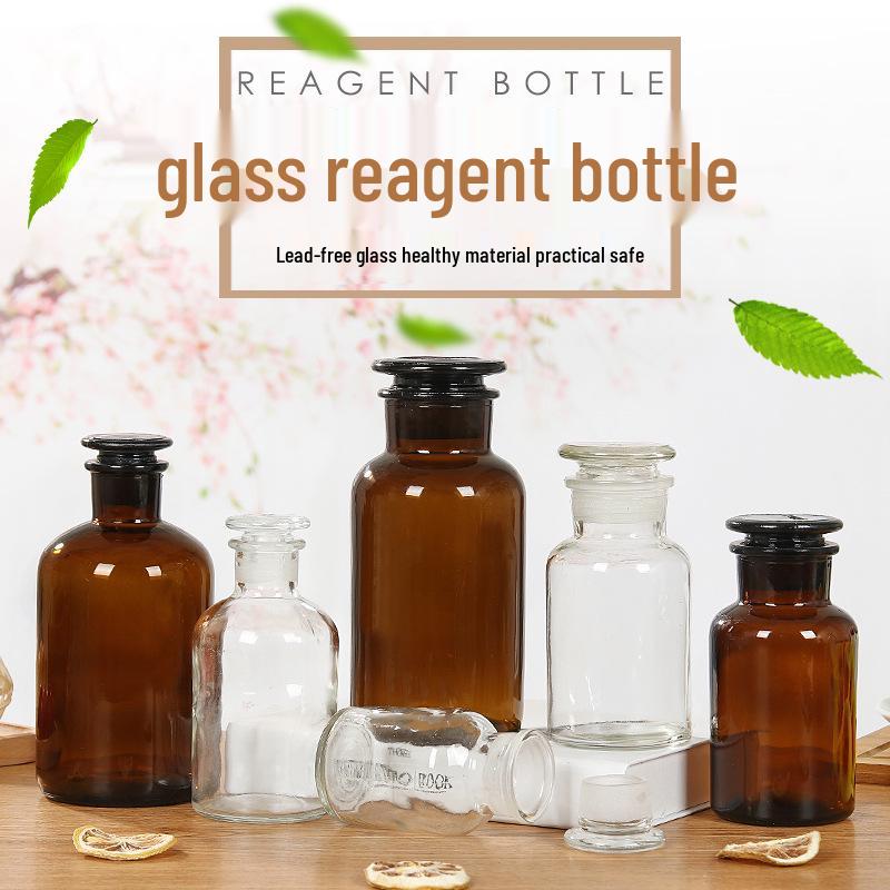 Brown Wide-Mouth 500ml Reagent Bottle with Ground-Glass Stopper