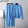BITCED Fashionable High-neck Suit for Autumn and Winter In Solid Colors Is Versatile and Can Be Worn with A Two-piece Knitted Top and Casual Pants
