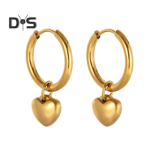 Set de bijuterii cu inimă, colier cu inimă de aur, cercei rotunzi, cadouri de ziua de naștere pentru aniversare și nuntă pentru femei