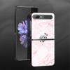 Pink Marble Flower Phone Case For Samsung Galaxy Z Flip3 5g Back Pc Case For Samsung Z Flip Capa Black Shell Hard Fundas