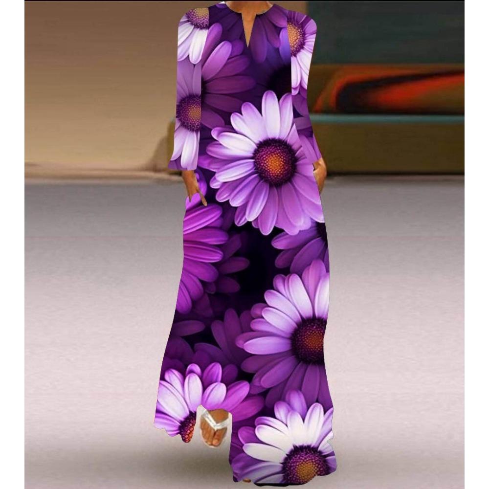 HNXC Women's Fashion Autumn Winter Long Sleeve V-Neck Casual Dresses