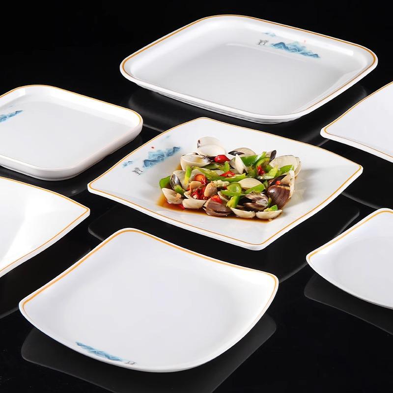 Melamine Square Imitation Porcelain Plate for Hot Pot & Cold Dishes - Commercial Fast Food & Restaurant Tableware