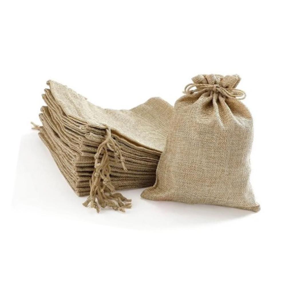 50 buc Pungi de In cu Șnur Portabile Compacte Multifuncționale Pungi Moi de In pentru Bijuterii