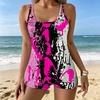 Women's Swimwear Tankini 2 Piece Swimsuit Butterfly Flowers  Pattern Vacation Bathing Suits