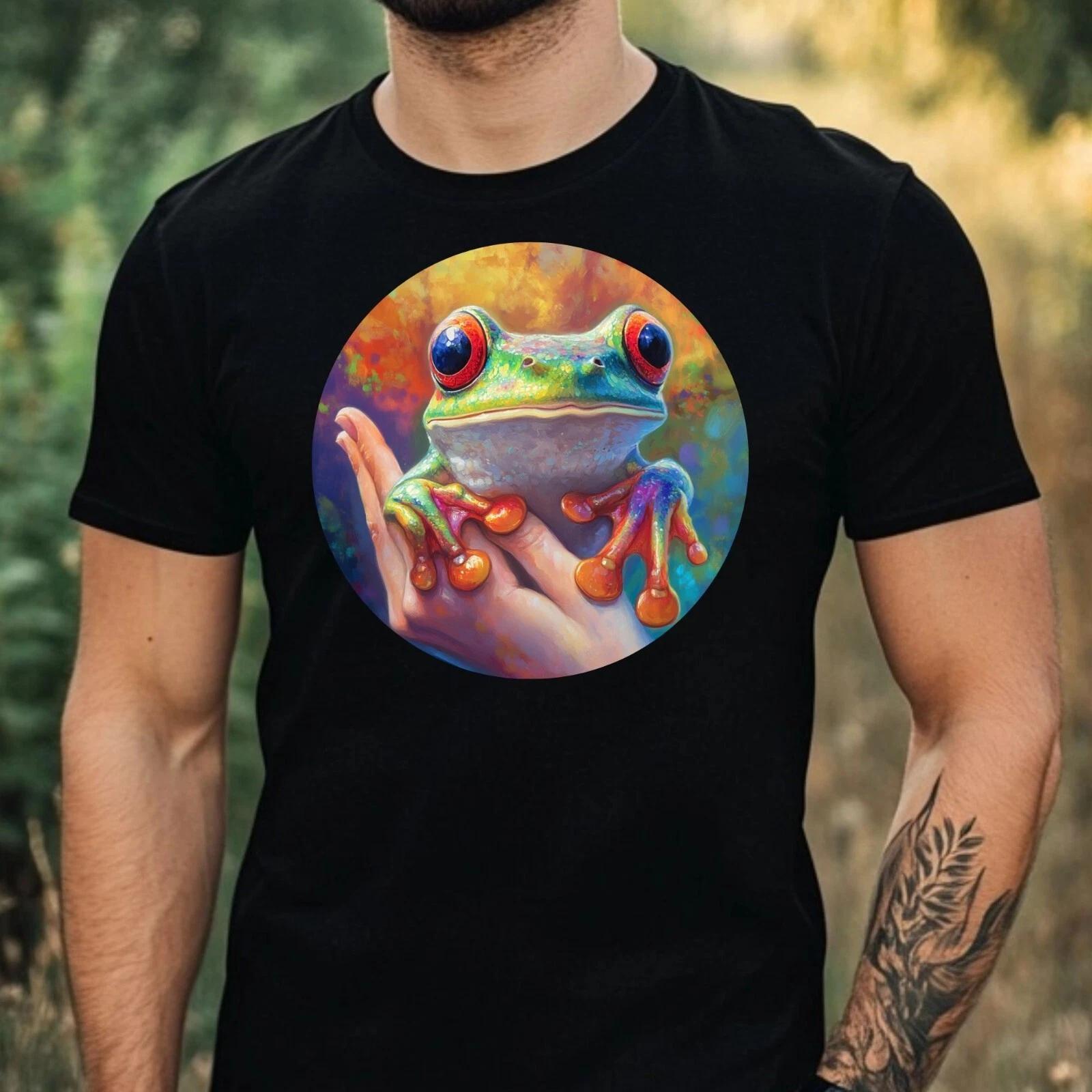 T-Shirt Herren Frosch Portrait Motiv Baumwolle Größe XS bis 5XL XXL