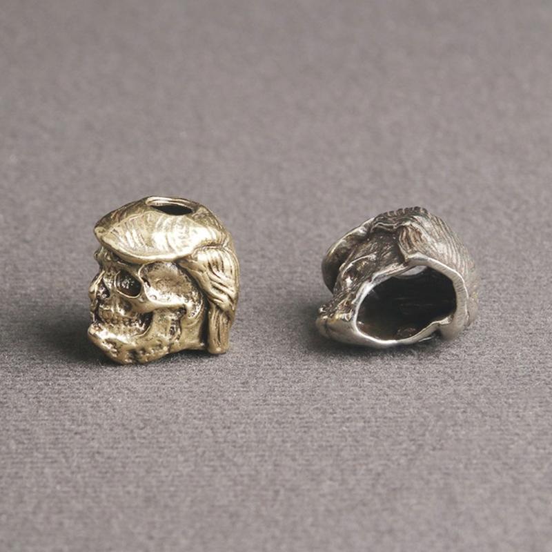 Brass Skull Charm Skull Jewelry Pendant Bead Charm Lanyard Bead Brass Texture Suitable for Bracelets and Keychains