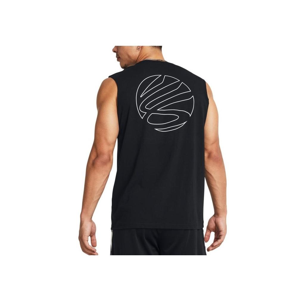 Under Armour Comfortable Printed Pullover Crew Neck Sleeveless Vest Men Tops Black 1383377-001