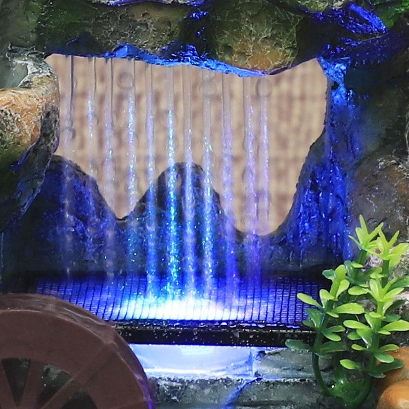 Tabletop Fountain with LED Lights, 7-Color Changing Rockery Waterfall for Home Office, Relaxing Sound Therapy