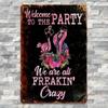Welcome Party Flamingo Retro Metal Wall Art Vintage Decor Iron Sign 12x8 Inch