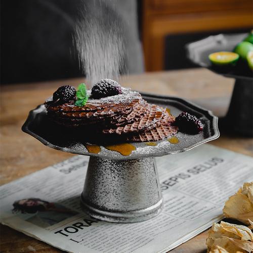 Metal High-feet Fruit Plate Household Snack Dessert Plates Dry Storage Tray Bread Cake Display Rack Housewear