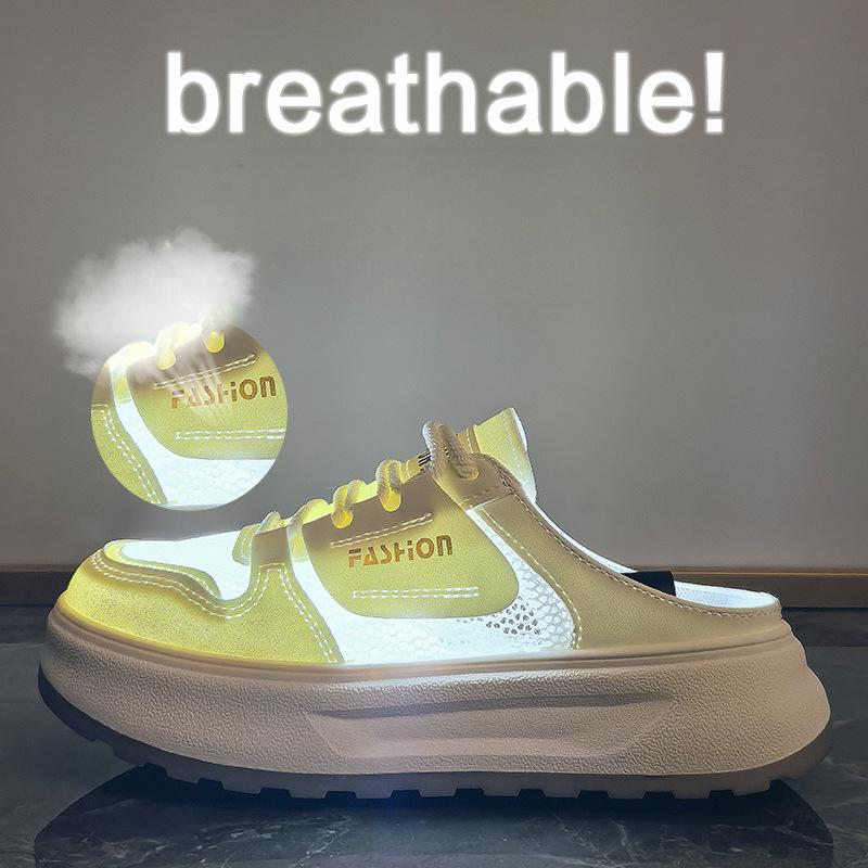 Summer Mesh White Shoes New Style of Female Students Breathable Height-enhancing Casual Street Clapper Shoes
