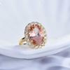 WOSIKATE Luxury Large Carat Simulated Morganite Ring For Women Fashion Jewellery 18K Gold Plated Gemstone Engagement Finger Ring