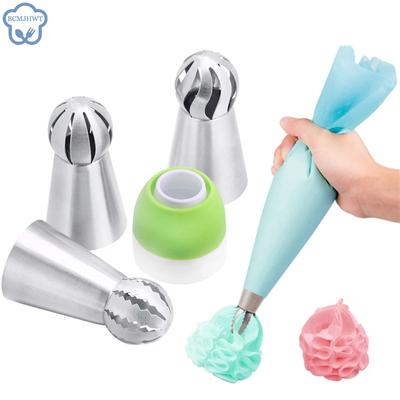 4pcs Torch Pastry Nozzles For Cream Icing Piping Nozzles Cake Decoration Tips Leaf Tulip Rose Cake Nozzles Tips Confectionery