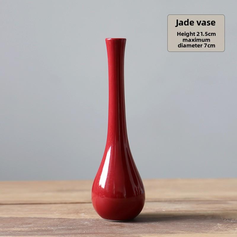 Red Ceramic Vintage Small Vase Festive Wedding Housewarming New Year Decor Elegant Home Ornament
