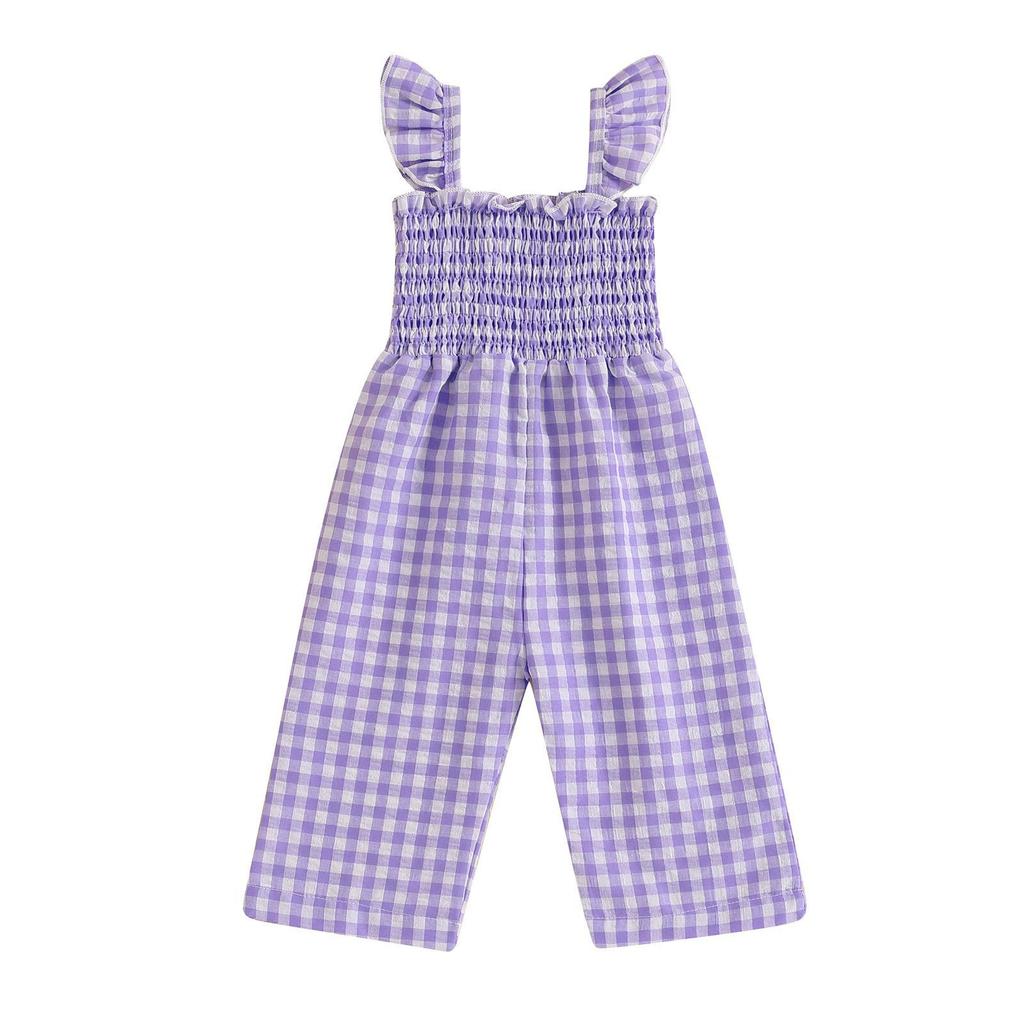 Kids Girl Overalls Clothes Infant Baby Kids Girl Sleeveless Plaid Print Romper Jumpsuit Playsuit Sunsuit Outfits Clothes