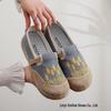 Embroidered Ethnic Low-Cut Linen Shoes for Spring & Autumn - Comfortable Middle-Aged & Elderly Women's Footwear
