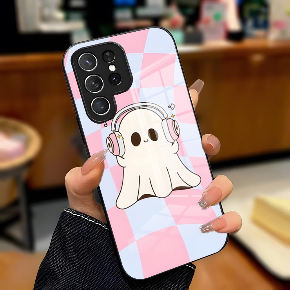 Cute Ghost Halloween Phone Case For Samsung A25 A13 A33 5G A54 A36 A35 A56 A52 A14 Shockproof Glass Cover