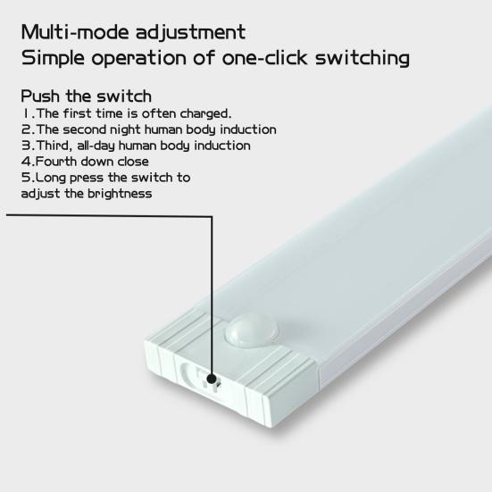 Luce LED per armadio senza fili, luce soffusa, senza sfarfallio, ampio angolo di rilevamento, luce con sensore di movimento ricaricabile, lampada da comodino