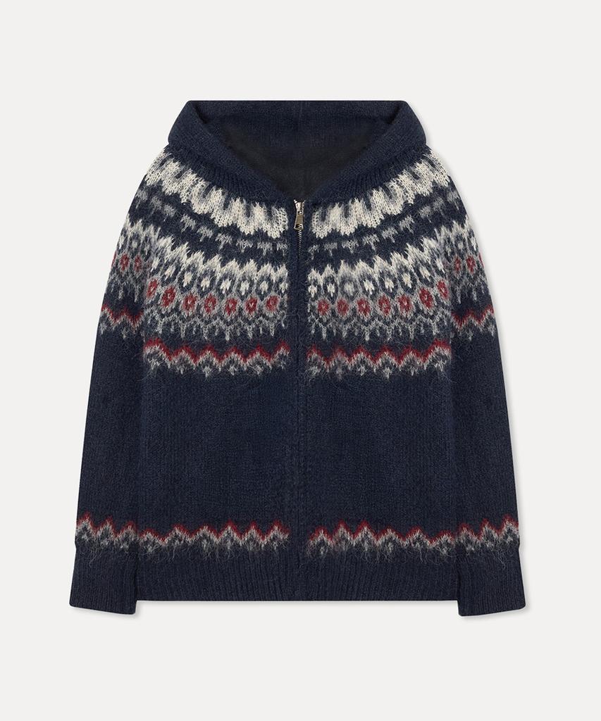 Mixxo Hairy Fair Isle Hooded Zip-Up Cardigan_Miwckfv2Ss