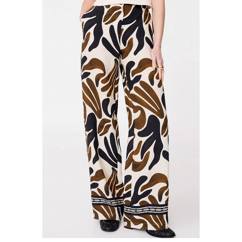 Summer New Arrival Women's Mid-Waist Vacation Travel Retro Print Casual Long Wide-Leg Pants 87027176