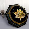 1pcLotus Mandala Automatic Folding Umbrella with 8 Bones, Portable 3-Fold Collapsible Compact Design On-the-Go Essential, Casual Outdoor Acc