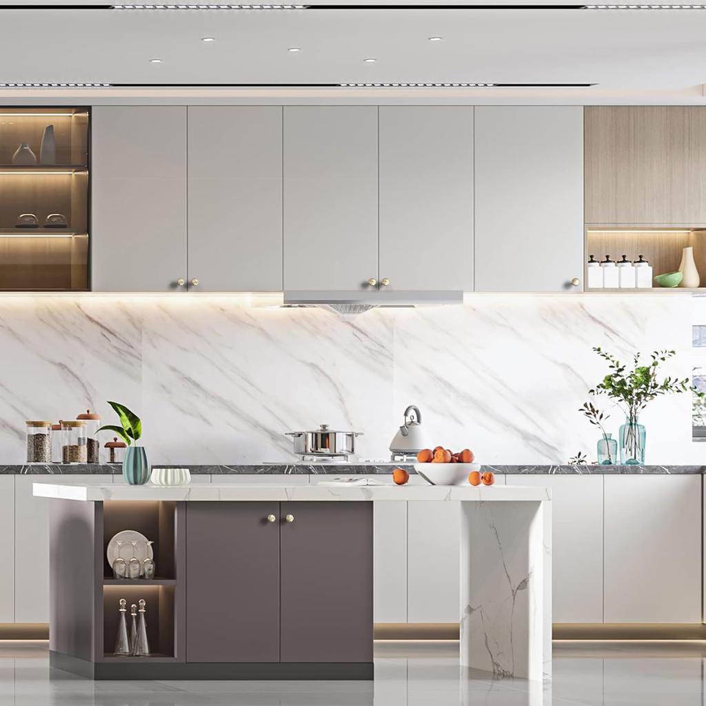 Asidrama Cabinet Hardware Knobs, 10 Pack Brushed Gold Zinc Alloy Kitchen Drawer Dresser Cabinet Handles