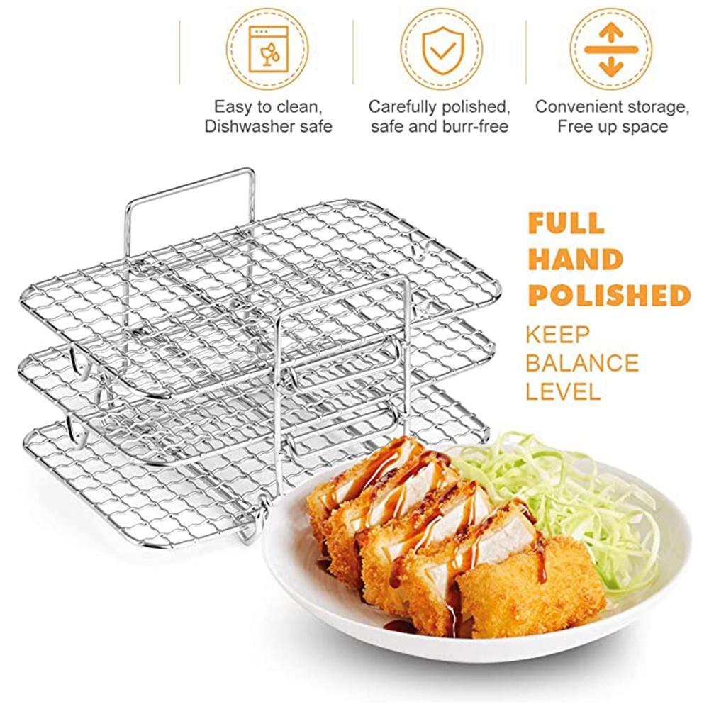 Air Fryer Rack for Ninja Dual Air Fryer 304 Stainless Steel Multi-Layer Dehydrator Rack Toast Rack Air Fryer Accessories