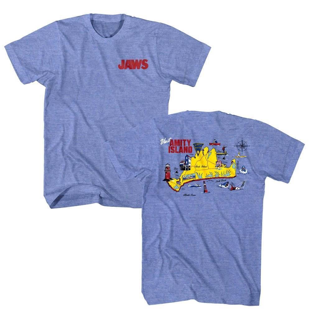 Jaws Amity Island Map Men T Shirt XXXXL