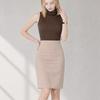 Melting Brown Women Midi Skirt Slim Fit HigH Waist H Line Office Skirt