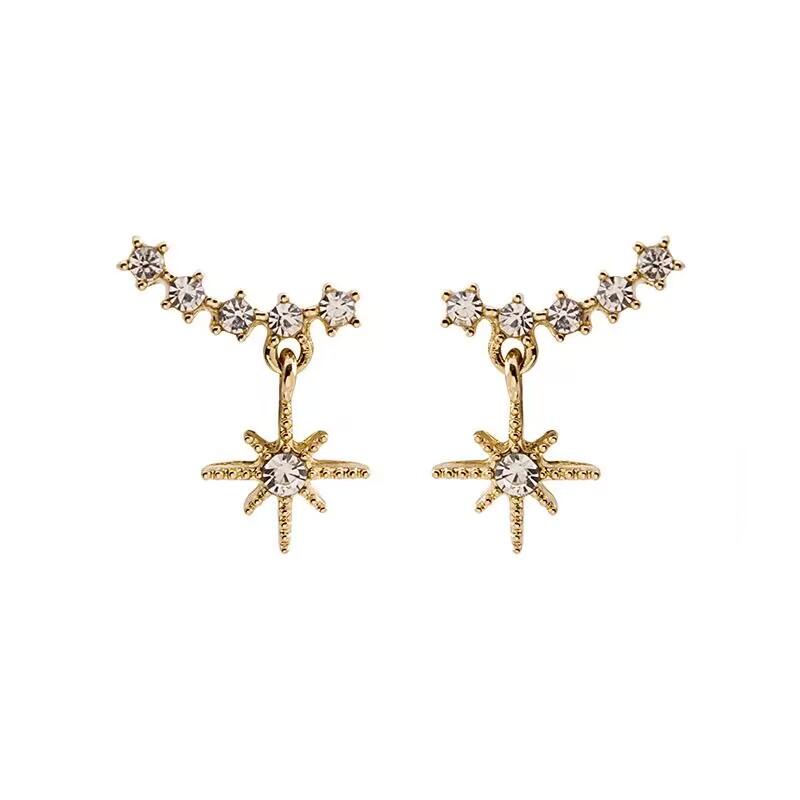 

Nieuwe Gecontracteerde Delicate Crystal Star Temperament Drop Oorbellen Vrouwen Koreananse Klassieke Stijl Kleine Oorbellen Goud-kleur