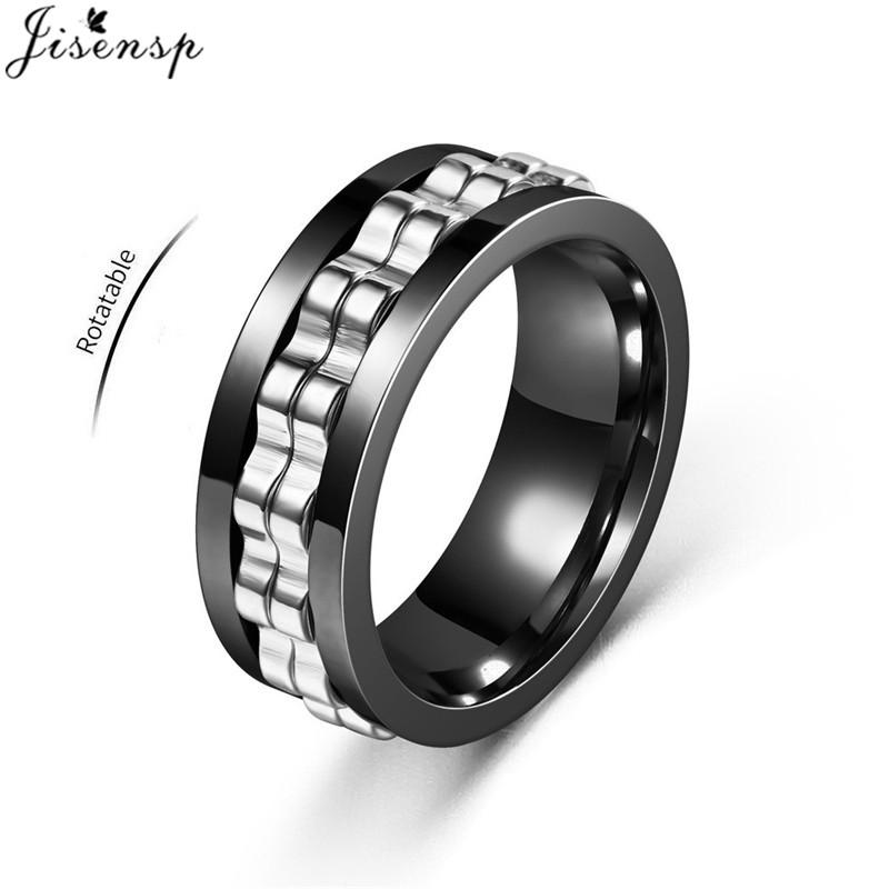 

Anti Stress Rotatable Gear Chain Stainless Steel Ring for Men Punk Black Anxiety Spinner Fidget Rings Rock Biker Jewelry Gifts 13