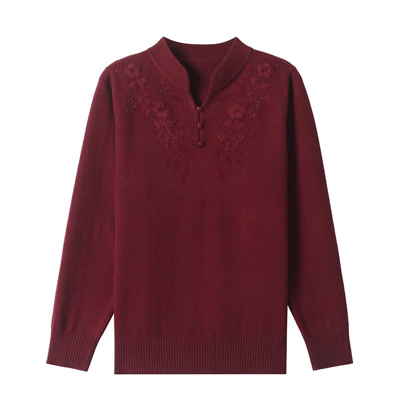 Mom's Stylish Knit Sweater 2025 - Thickened Base Layer for Middle-Aged & Elderly Women 50+